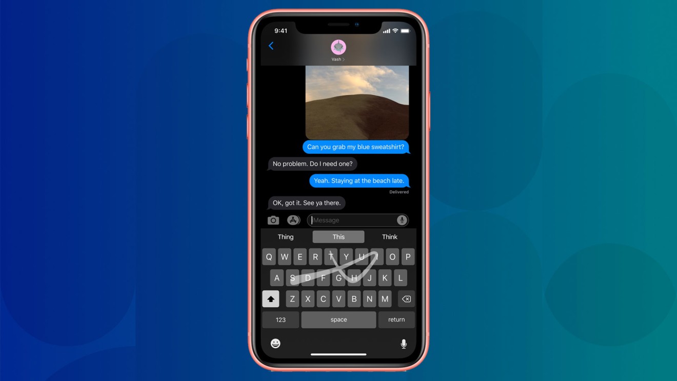 See the dedicated emoji button? It’s there! Rejoice, etc. (Picture: Apple)