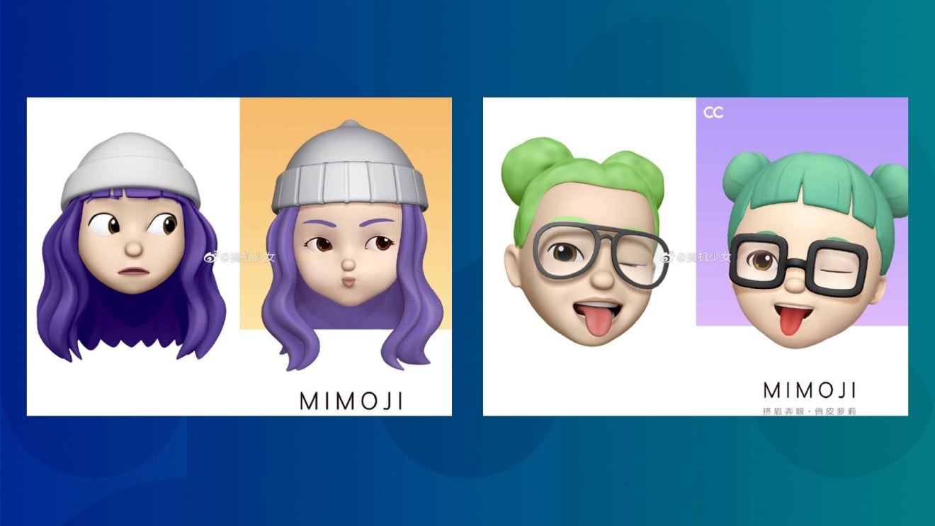 A Chinese blogger put Apple’s Memoji and Xiaomi’s Mimoji side by side. (Picture: 搞机少女 via Weibo)