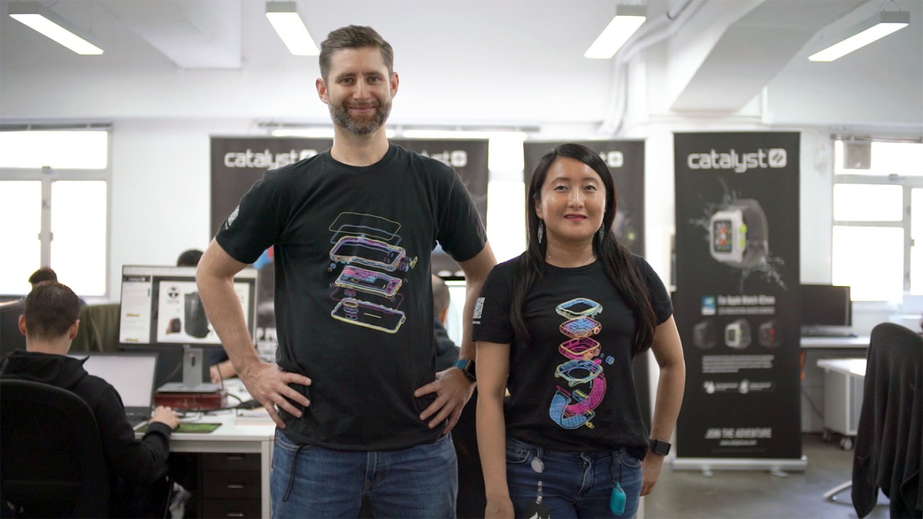 Josh Wright (left) and June Lai (right) in their office in Hong Kong. (Picture: Chris Chang/Abacus)