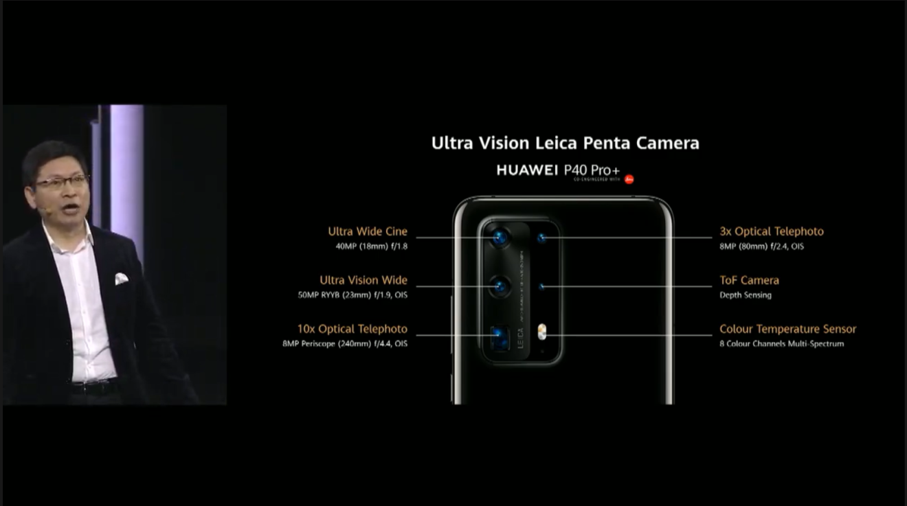 Huawei’s CEO of consumer business Richard Yu introducing the “monster camera” on the P40 Pro+. (Picture: Huawei)