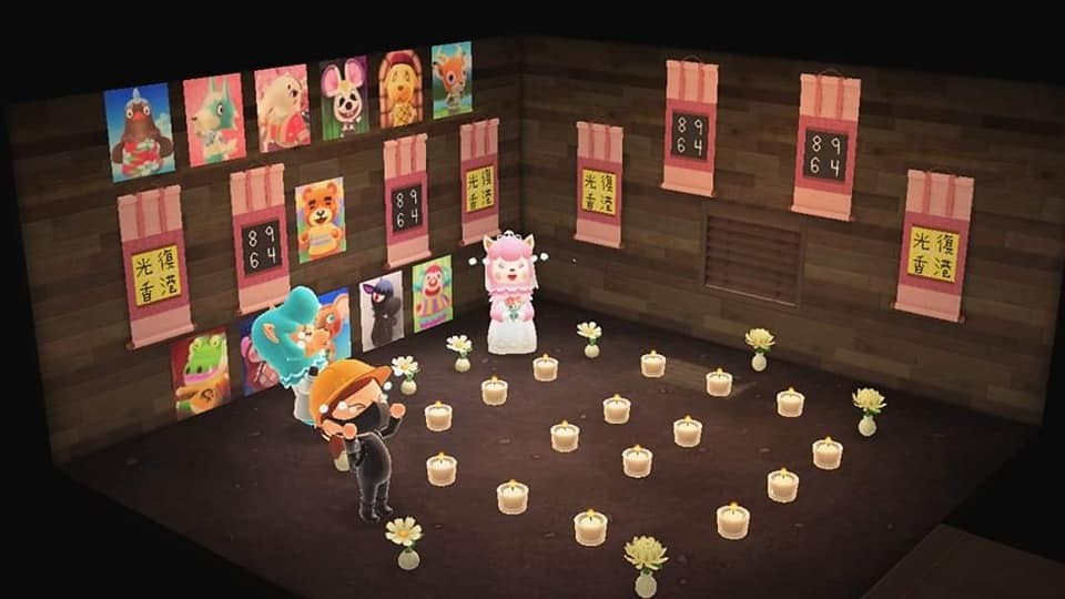 Some players are using Animal Crossing’s special Wedding Season characters to organize events for mourning instead of marriage. (Picture:袁風 via Facebook)
