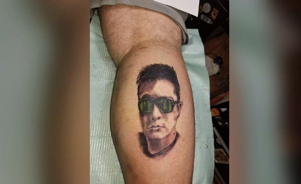 A man got a tattoo of Min-Liang Tan on his leg in 2017 in exchange for a Razer gaming phone. (Picture: Matt Connelly/Facebook)