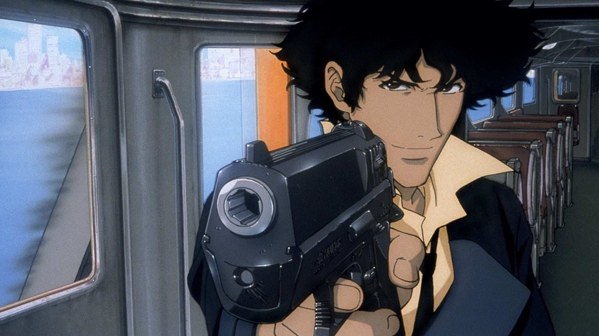 A still from the Cowboy Bebop film Knockin’ on Heaven’s Door, featuring Spike, the show’s central protagonist.