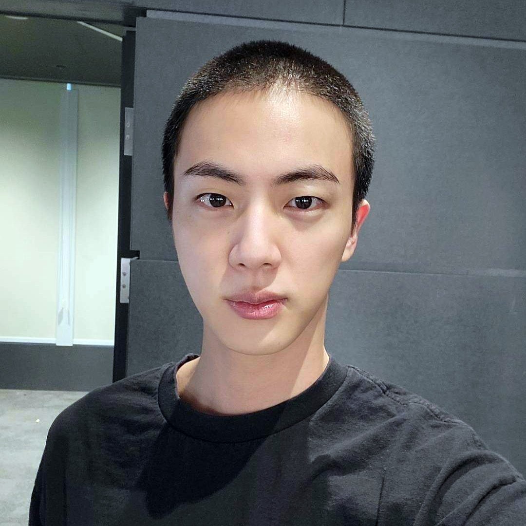 Image of Jin BTS layered hair hairstyle