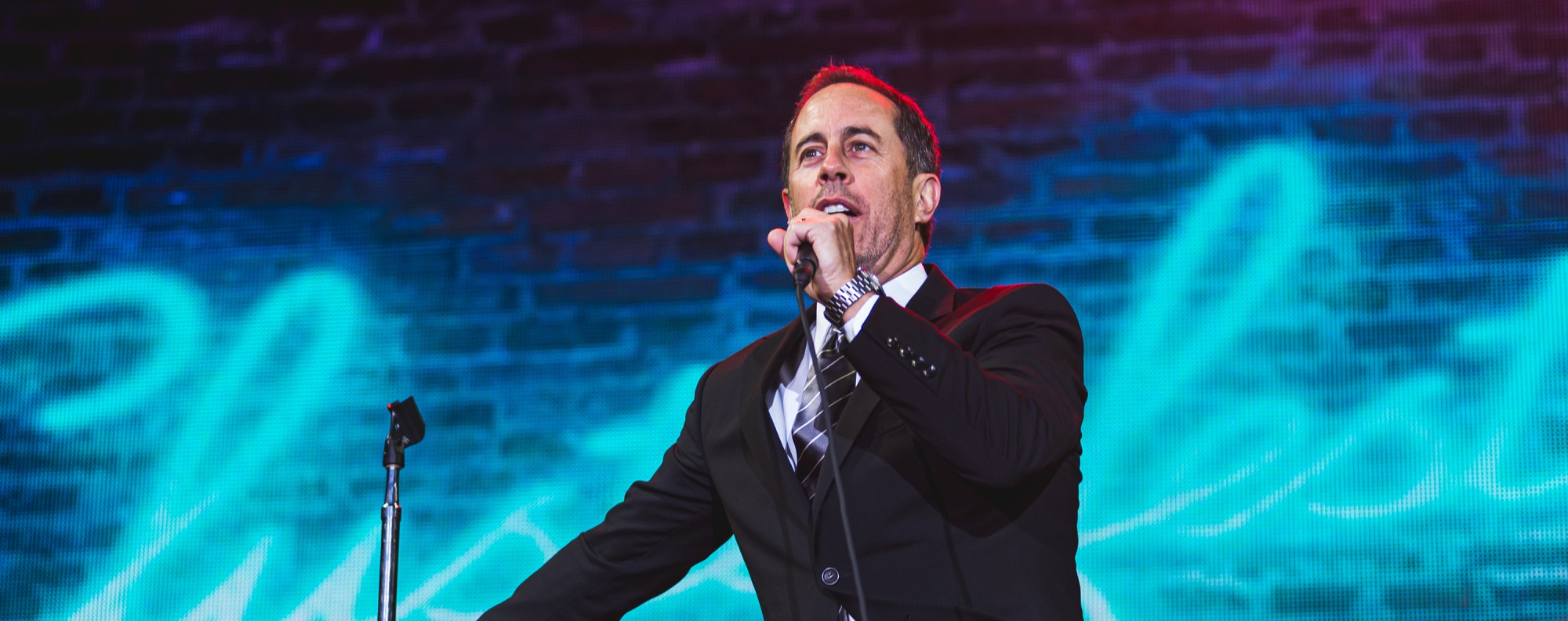 Jerry Seinfeld is seen on stage in San Francisco, California, at Clusterfest in 2019. Photo: Shutterstock