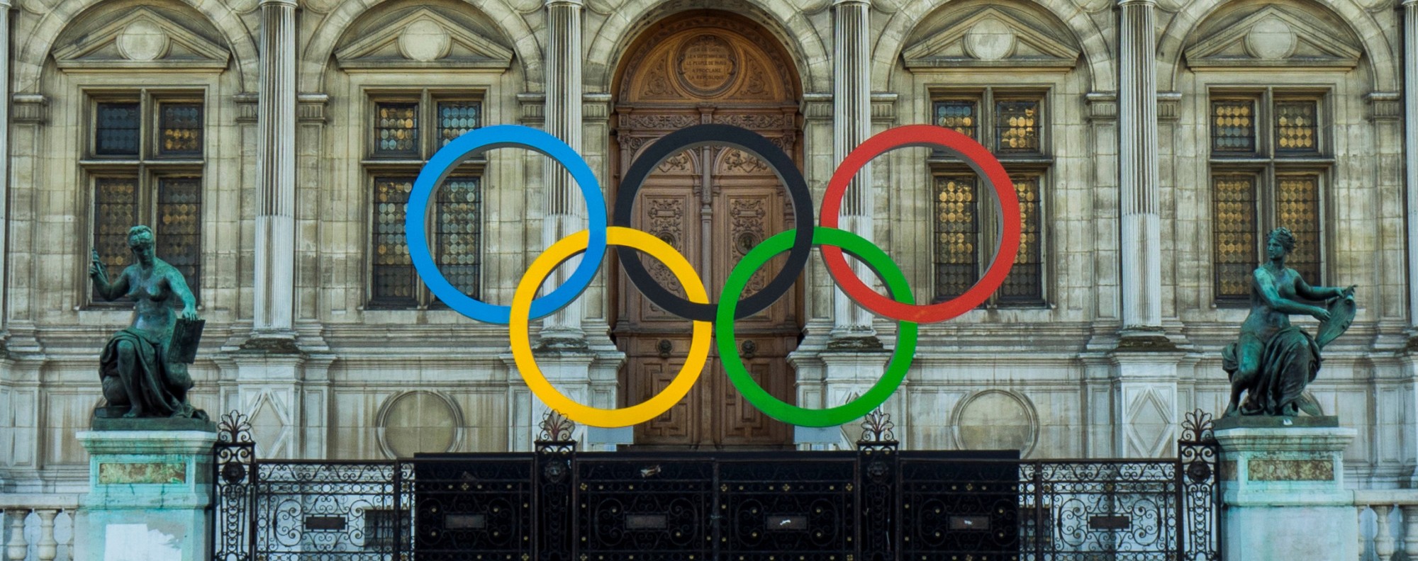  Olympic Games Rings are seen in front of the city hall in Paris. Photo: Shutterstock