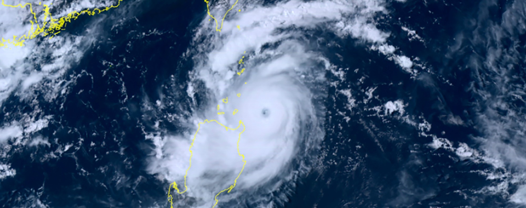 A satellite image shows Super Typhoon Saola moving north towards Taiwan, Guangdong and Hong Kong. Photo: AP
