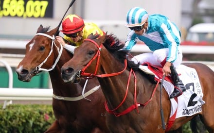 Romantic Warrior (outside) wins the Hong Kong Derby from California Spangle. Photo: HKJC