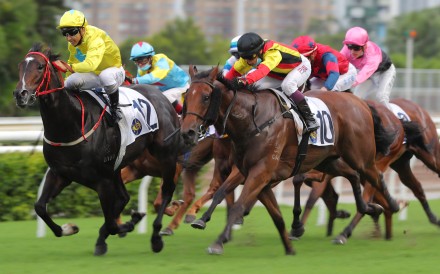 Lucky Sweynesse (left) and Navas Two fight out a tight finish at Sha Tin on Sunday. Photo: Kenneth Chan