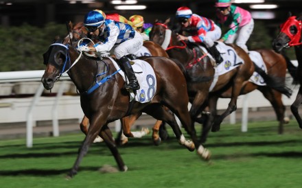 Sugar Sugar, ridden by Joao Moreira, wins at Happy Valley in July. Photo: Kenneth Chan.