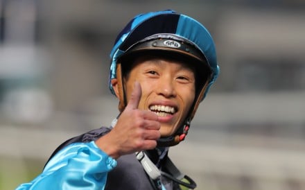 Vincent Ho celebrates Super Sunny Sing’’s win that brought up his Sha Tin four-timer on New Year’s Day. Photo: Kenneth Chan