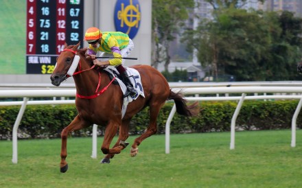 Sword Point storms to victory under Hugh Bowman at Sha Tin on Sunday. Photo: Kenneth Chan