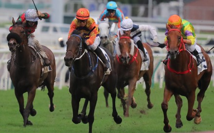 Russian Emperor (left) finishes sixth behind Straight Arron (middle) at Sha Tin on Sunday. Photo: Kenneth Chan