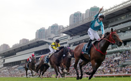 Romantic Warrior wins last month’s QE II Cup under James McDonald. Photo: Kenneth Chan