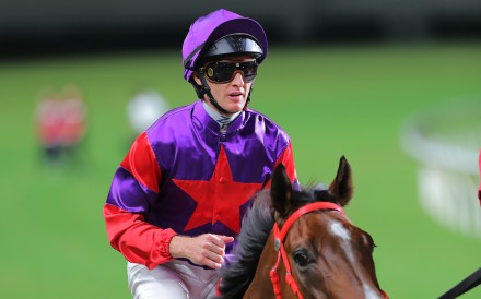 Zac Purton returns after his victory aboard Lightning Bolt at Happy Valley on Wednesday night. Photo: Kenneth Chan