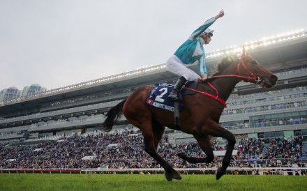 Romantic Warrior wins the 2022 Hong Kong Cup under James McDonald. Photo: Kenneth Chan