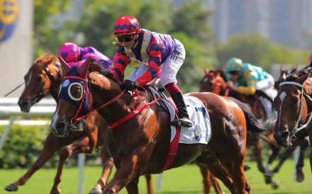 Happy Together wins the Class Two Eleanor Handicap (1,600m) at Sha Tin on November 5. Photo: Kenneth Chan
