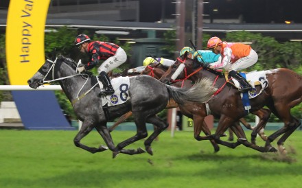 Outgate surges home to score at the Valley under Angus Chung. Photos: Kenneth Chan