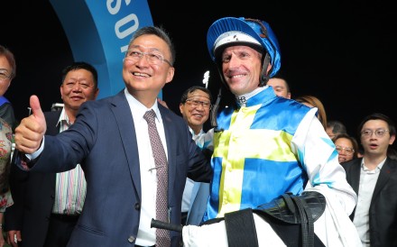 Trainer Francis Lui with jockey Hugh Bowman after securing last season’s trainers’ title. Photos: Kenneth Chan