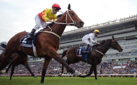 Zac Purton and California Spangle (inside) narrowly deny Golden Sixty in the Hong Kong Mile 2022. Photos: Kenneth Chan