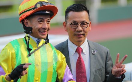 Derek Leung and Frankie Lor enjoy their doubles at Sha Tin on Sunday. Photos: Kenneth Chan