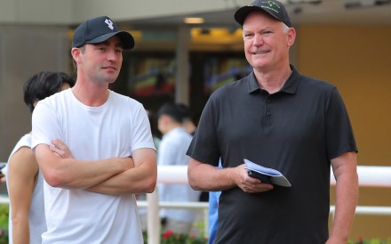 David Eustace (left) and David Hall at the Happy Valley barrier trials on the weekend. Photos: Kenneth Chan