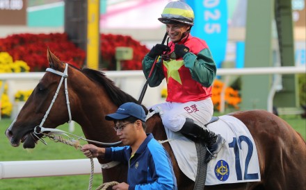 Alexis Badel is all smiles after making the most of the late call-up to ride Righteous Arion at Sha Tin on Sunday. Photos: Kenneth Chan