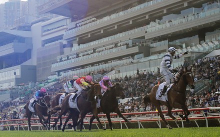 Rubylot takes out Sunday’s Classic Cup (1,800m) under Brenton Avdulla. Photos: Kenneth Chan