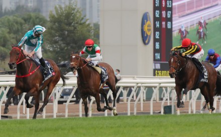 Romantic Warrior (left) beats home Tastiera and Liberty Island in December’s Group One Hong Kong Cup (2,000m). Photos: Kenneth Chan
