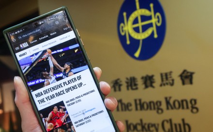 The NBA’s betting page displayed on a phone at a Hong Kong Jockey Club betting branch in Kwun Tong. The club earlier said it hoped basketball betting would be legalised in the city by September. Photo: Edmond So