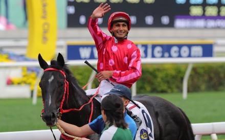 Karis Teetan is all smiles after landing a treble at Sha Tin. Photos: Kenneth Chan