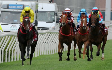 Lucky Sweynesse (left) wins the 2023 Group One Chairman’s Sprint Prize (1,200m). Photos: Kenneth Chan