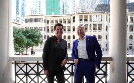 American Idol creator Simon Fuller (left) and Winfried Engelbrecht-Bresges, chief executive of the Jockey Club, announce a citywide talent search to find Hong Kong’s next pop star. Photo: May Tse