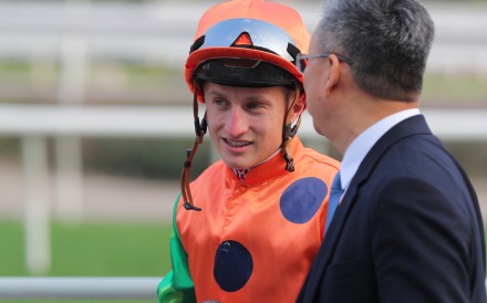 Tom Marquand after saluting aboard Invincible Shield at Sha Tin earlier this season. Photos: Kenneth Chan