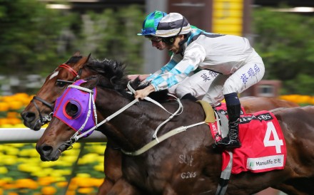 Son Pak Fu salutes under Matthew Chadwick at Happy Valley in February. Photo: Kenneth Chan