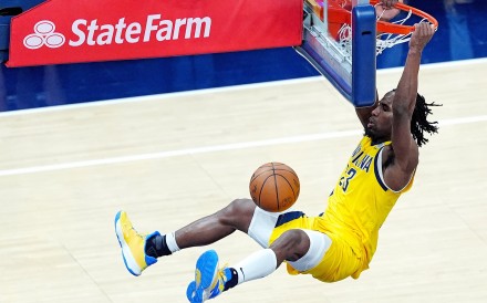 Indiana Pacers forward Aaron Nesmith dunks the ball in a game with the New York Knicks in the US on May 31. Under the proposals, operators should not accept bets on basketball games involving Hong Kong teams or ones that are held locally. Photo: EPA-EFE