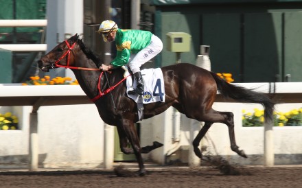 Bottomuptogether wins under Zac Purton at Sha Tin in April. Photo: Kenneth Chan