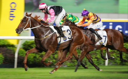 Beauty Joy takes out the Group Three Premier Plate (1,800m) under Brenton Avdulla. Photo: Kenneth Chan