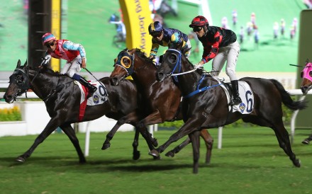 Dancing Code storms home down the outside to win at Sha Tin in July. Photos: Kenneth Chan