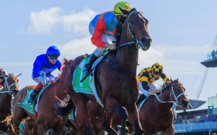 Ka Ying Rising wins The Everest under Zac Purton. Photos: HKJC