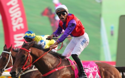 Ensued wins last year’s Group Three Sa Sa Ladies’ Purse (1,800m) under Karis Teetan. Photos: Kenneth Chan