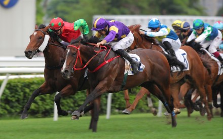 Helios Express wins the Group Three Sha Tin Vase last season under Hugh Bowman. Photos: Kenneth Chan