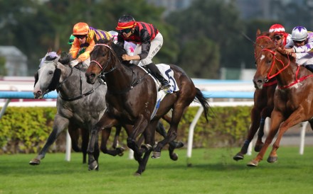 Jerry Chau boots home Sky Joy at Sha Tin. Photos: Kenneth Chan