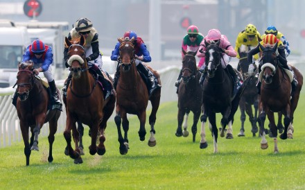 Giavellotto (second from left) collects last year’s Hong Kong Vase in a romp. Photos: Kenneth Chan