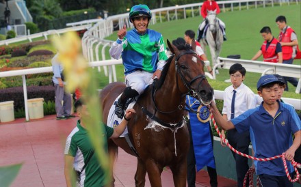 Keagan de Melo returns to the winners’ enclosure aboard Copartner Prance last term. Photos: Kenneth Chan