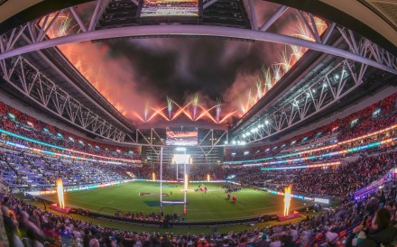 Fireworks light up the last day of the Hong Kong Sevens, held at Kai Tak Stadium for the first time this year. Photo: Eugene Lee