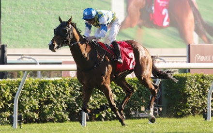 James McDonald boots home Galaxy Patch in the Jockey Club Mile. Photos: Kenneth Chan