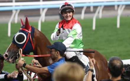 Hollie Doyle waves goodbye (for now) to Hong Kong on Tuesday. Photos: Kenneth Chan