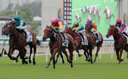 My Wish wins the Sha Tin Trophy under Alexis Badel. Photos: Kenneth Chan