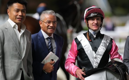 Owner Patrick Kwok Ho-chuen, trainer Tony Cruz and jockey Zac Purton after Beauty Bolt’s win in November. Photos: Kenneth Chan